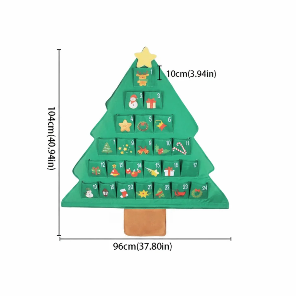 Hanging Christmas Tree Pocket Organizer – 41" DIY Advent Calendar & Treat Display
