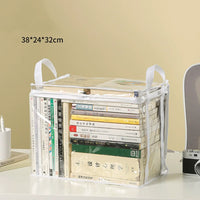 Foldable Transparent Book Storage Box – Waterproof Desk Organizer for Dorm & Home