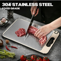 Stainless Steel Cutting Board for Kitchen Food-Grade Diamond-Pattern Large Chopping Board Non-Slip Double Sided Cutting Board