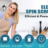 Electric Spin Scrubber – Cordless Bathroom Cleaning Brush with 5 Replaceable Heads for Tile, Tub &amp; Grout