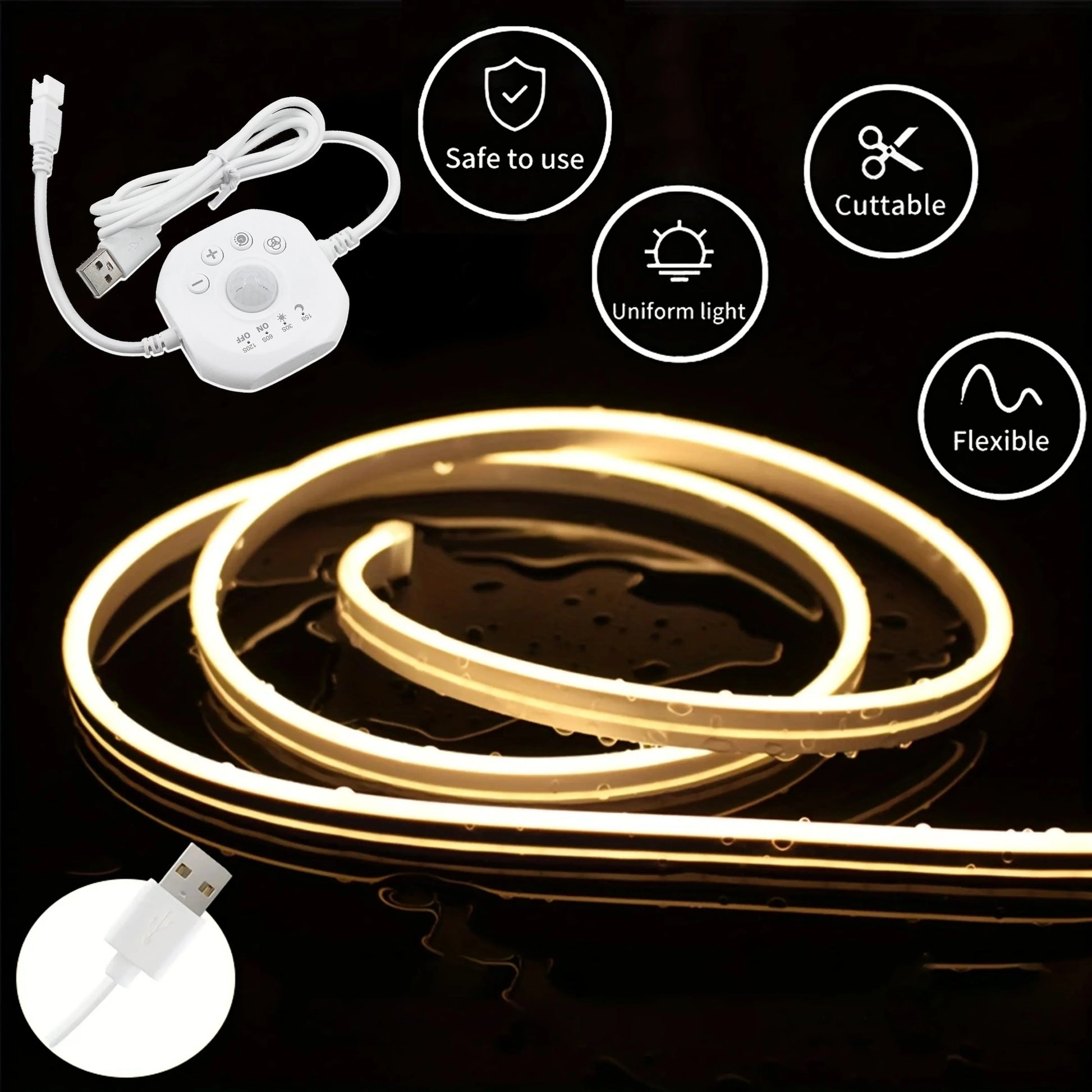 Motion Sensor LED Strip Light Sensor Flowing Light Strip 120Â° Motion Sensor Light and Timer under Bed Lights under Cabinet Strip