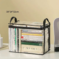 Foldable Transparent Book Storage Box – Waterproof Desk Organizer for Dorm & Home