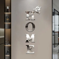 HOME Logo 3D Mirror Wall Sticker Entrance Decoration