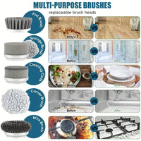 Electric Spin Scrubber – Cordless Bathroom Cleaning Brush with 5 Replaceable Heads for Tile, Tub &amp; Grout