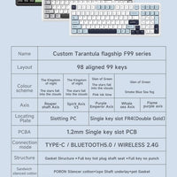 AULA F99 Gaming Mechanical Keyboard 99 Keys Gasket Structure Wireless Bluetooth Wired Hot Swappable PBT Gasket RGB For PC Laptop