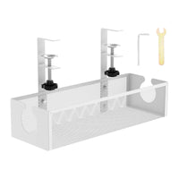 No-Drill Under Desk Cable Tray – Heavy-Duty Steel Clamp-On Cord Organizer