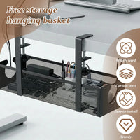 No-Drill Under Desk Cable Tray – Heavy-Duty Steel Clamp-On Cord Organizer