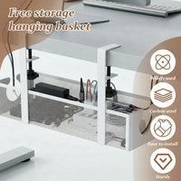 No-Drill Under Desk Cable Tray – Heavy-Duty Steel Clamp-On Cord Organizer