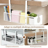 No-Drill Under Desk Cable Tray – Heavy-Duty Steel Clamp-On Cord Organizer