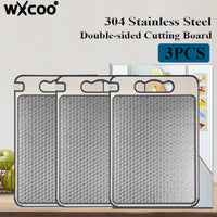 Stainless Steel Cutting Board for Kitchen Food-Grade Diamond-Pattern Large Chopping Board Non-Slip Double Sided Cutting Board