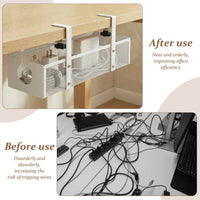 No-Drill Under Desk Cable Tray – Heavy-Duty Steel Clamp-On Cord Organizer