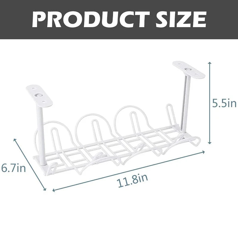 Under Desk Cable Management Tray – Power Strip & Cord Organizer
