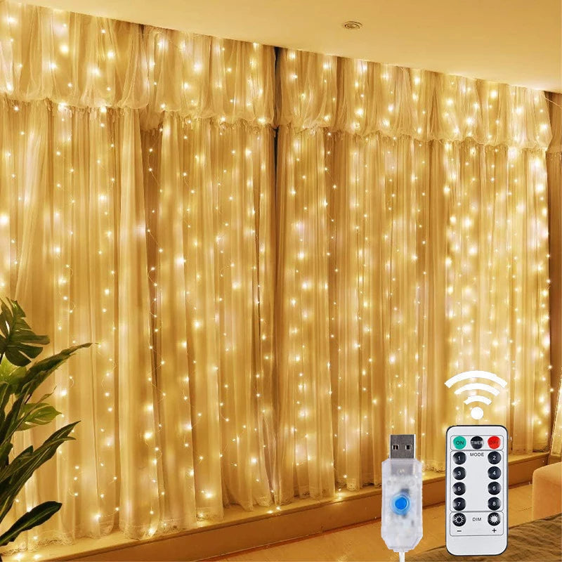 LED Fairy String Curtain – Lights Mode Remote