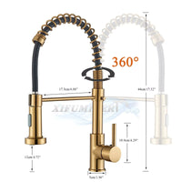 Brushed Gold Kitchen Sink Faucet One Handle Spring Hot and Cold Water Tap Deck Mounted Bathroom Kitchen Crane