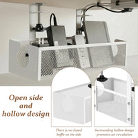 No-Drill Under Desk Cable Tray – Heavy-Duty Steel Clamp-On Cord Organizer
