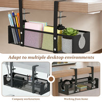 No-Drill Under Desk Cable Tray – Heavy-Duty Steel Clamp-On Cord Organizer