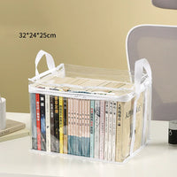 Foldable Transparent Book Storage Box – Waterproof Desk Organizer for Dorm & Home