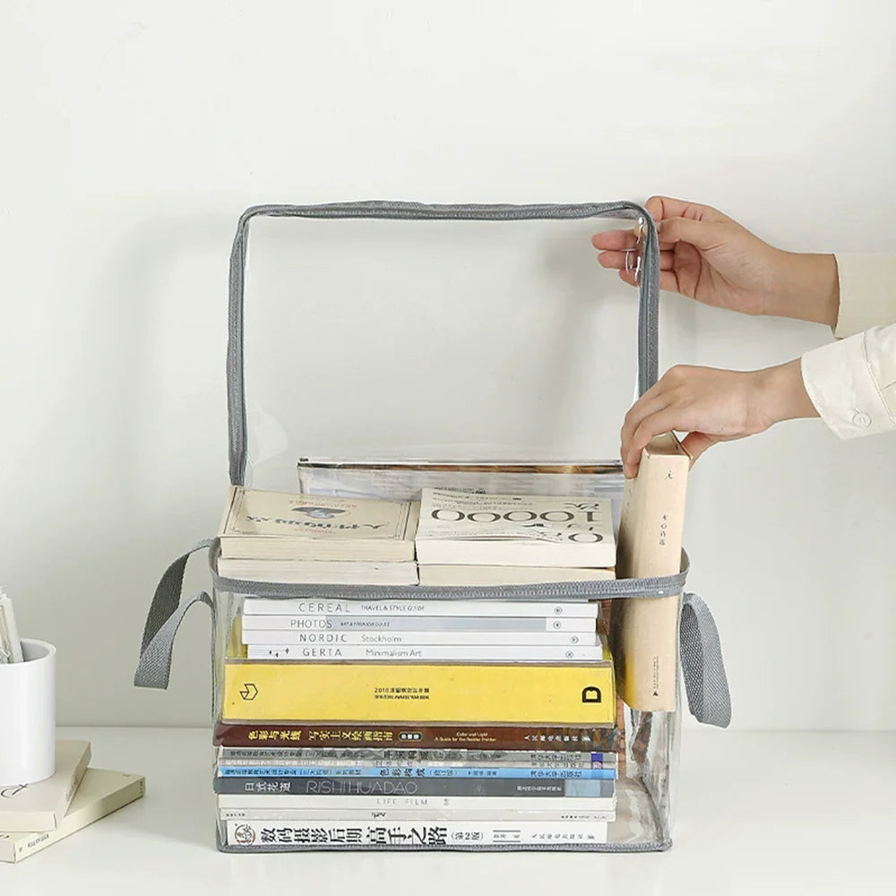 Foldable Transparent Book Storage Box – Desk Organizer