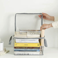 Foldable Transparent Book Storage Box – Waterproof Desk Organizer for Dorm & Home