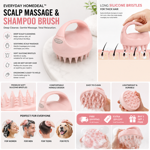 Scalp Massage & Shampoo Brush BUY 1, GET 1 FREE! | Everyday Home Deal