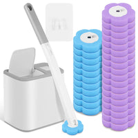 Toilet Brush and Holder Set with Disposable Refills Replacement Head Cleaning Kit Bathroom Cleaning Brush WC Accessories Tool