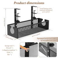 No-Drill Under Desk Cable Tray – Heavy-Duty Steel Clamp-On Cord Organizer