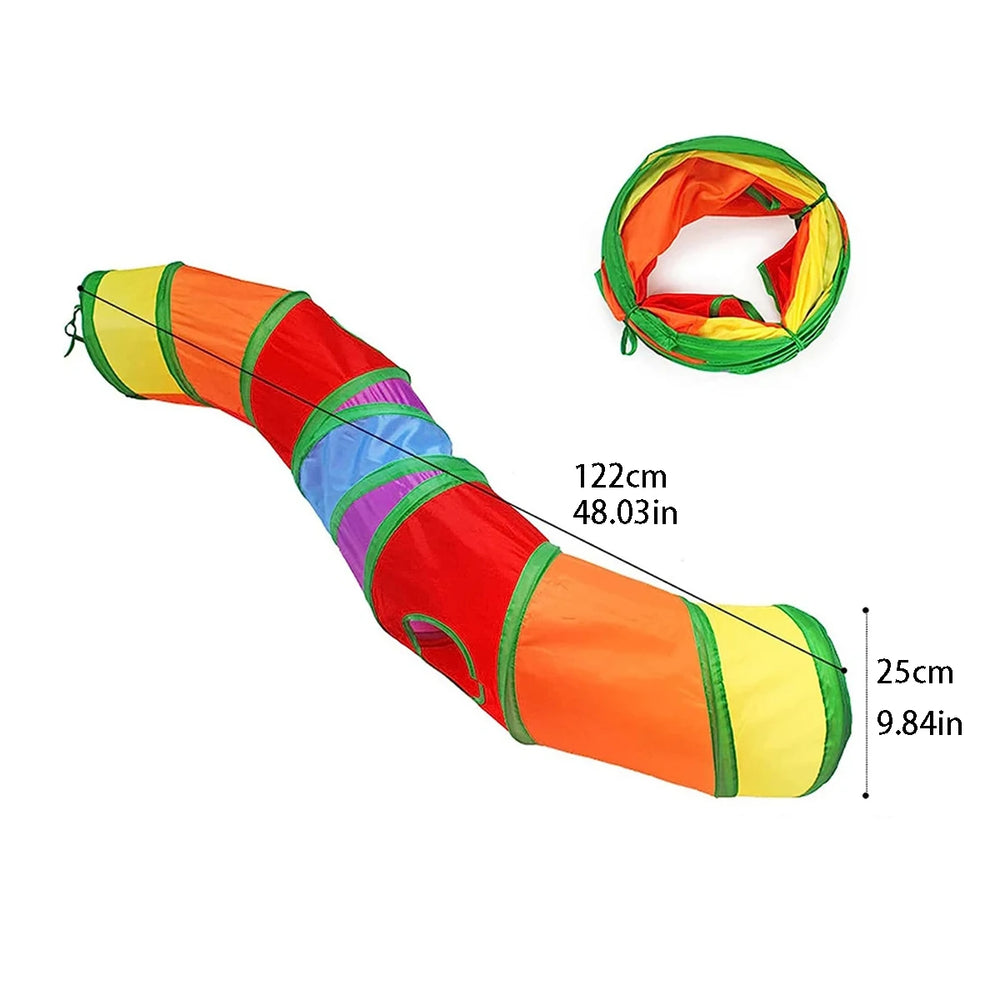 Collapsible Cat Tunnel – Crinkle Play Tube with Dangling Ball Toy