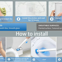 Toilet Brush and Holder Set with Disposable Refills Replacement Head Cleaning Kit Bathroom Cleaning Brush WC Accessories Tool