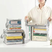 Foldable Transparent Book Storage Box – Waterproof Desk Organizer for Dorm & Home