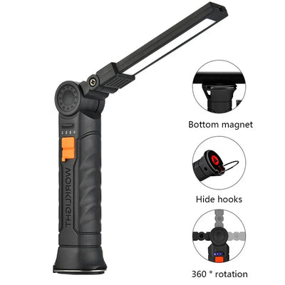 Cob LED Flashlight USB Accessory – Rechargeable Work Light