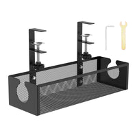 No-Drill Under Desk Cable Tray – Heavy-Duty Steel Clamp-On Cord Organizer