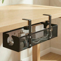 No-Drill Under Desk Cable Tray – Heavy-Duty Steel Clamp-On Cord Organizer