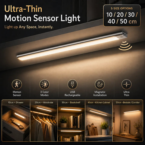 Wireless LED Cabinet Light – Motion Sensor USB