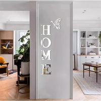 HOME Logo 3D Mirror Wall Sticker Entrance Decoration