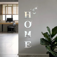 HOME Logo 3D Mirror Wall Sticker Entrance Decoration