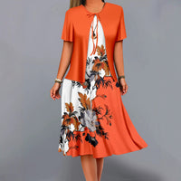 Color-block Elegant And Sophisticated Professional Coat Paired With A Dress Set