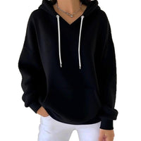 Casual Solid-color Trendy Hoodie With Drawstring Long-sleeve Hooded Sweatshirt