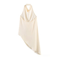 Solid-color Fashionable Asymmetrical Halter-neck Top