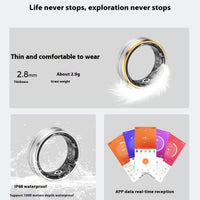 Smart Ring For Men Women Heart Rate Blood Oxygen Monitoring Multi Sports Modes IP68 Waterproof Smart Rings For Android IOS