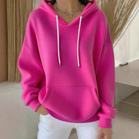 Casual Solid-color Trendy Hoodie With Drawstring Long-sleeve Hooded Sweatshirt