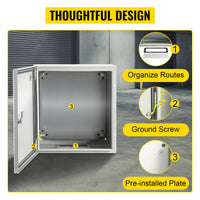 VEVOR NEMA Steel Enclosure,  NEMA 4X Steel Electrical Box, IP66 Waterproof & Dustproof, Outdoor Indoor Electrical Junction Box