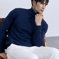 Turn-down Turtleneck Core-spun Knit Sweater For Men Rugged Style