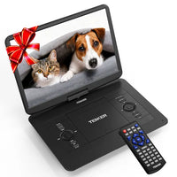17.9" Portable DVD Player 15.6" HD Swivel Screen 6 Hours 5000mAh Rechargeable Battery Remote Control Dual Speaker TENKER