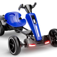 12V Electric Kids Pedal Go Kart, Folder Go Kart, Outdoor Ride On Toy With Adjustable Seat, 4 Non-Slip EVA Wheels For Boys And Girls For Age 3-6 Years Old -Blue