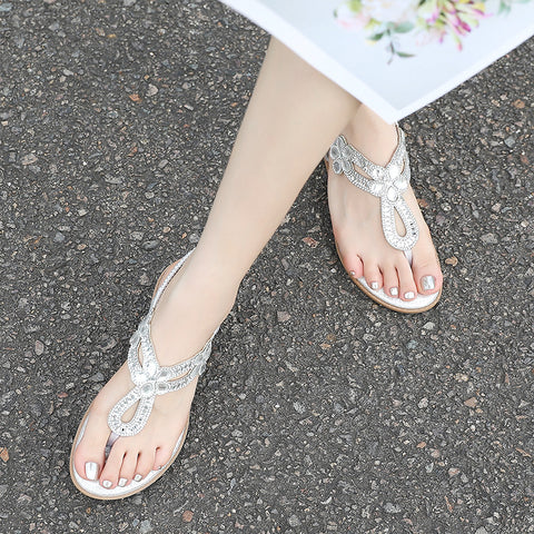 Women's Summer New Arrival Bohemian Floral Rhinestone Wedge Flip-Flops - Premium Apparel Deal | Everyday Home Deal