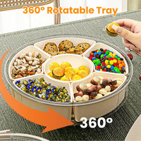 2Pcs 360° Rotating Snack Tray with Lid Handle & 6 Dividers | Everyday Home Deal