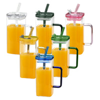 6Pcs Borosilicate Glass Cups with Straws & Lids | 6 Colors | Everyday Home Deal