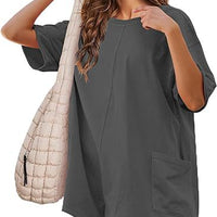 Relaxed-fit Casual Short-sleeve V-neck Backless Jumpsuit With Shorts