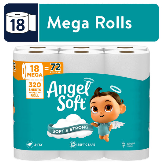 2-Ply Toilet Paper, 18 Mega Rolls, 320 Sheets per Roll