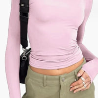 Women's Clothing Fashion Slim Long-sleeved Pullovers Tops Solid Causal Fit Shirts
